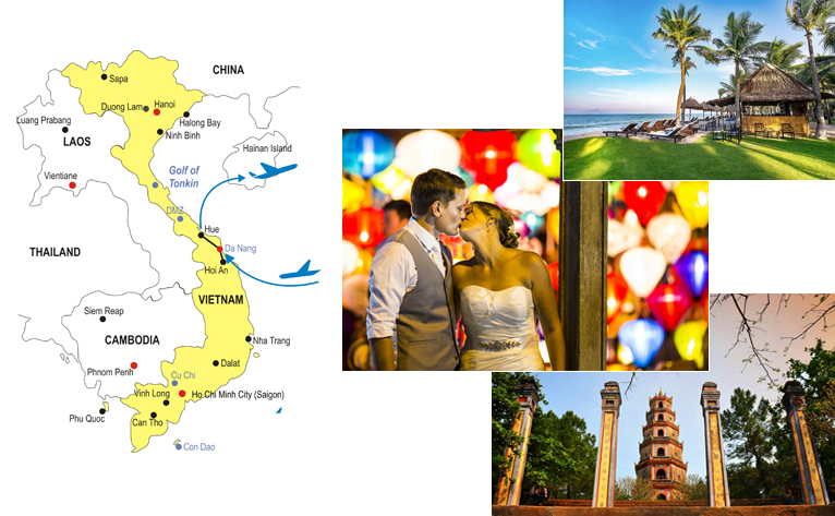 7-Day Central Vietnam Honeymoon Tour Map