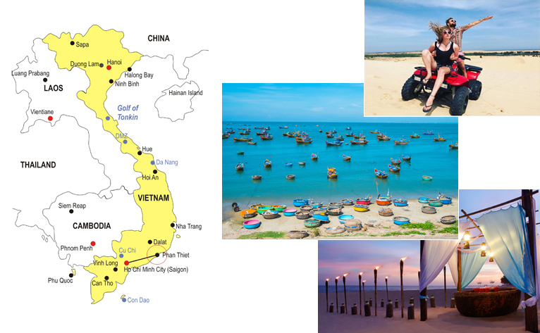 4-DAy Vietnam Honeymoon Phan Thiet Mui Ne Tour Map