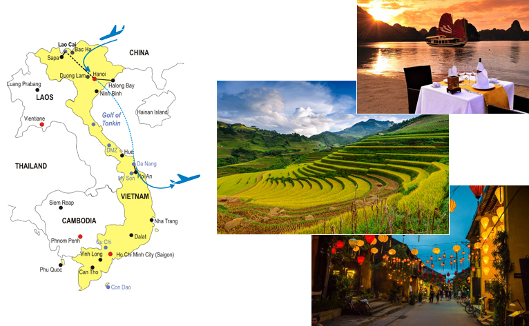 13-Day Vietnam Honeymoon Tour Map