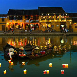 The life on Hoai River at Hoi An ancient town
