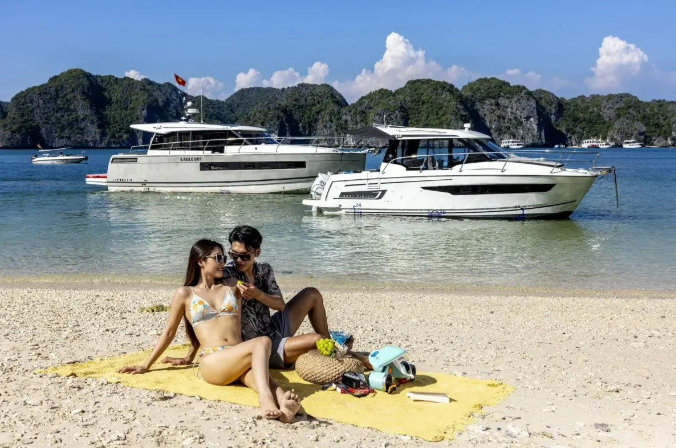 A private yacht day tour in Halong Bay offers an exclusive escape through emerald waters and breathtaking limestone landscapes.